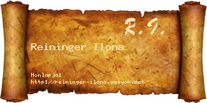Reininger Ilona névjegykártya
